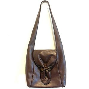 Brown Faux Leather Long Shoulder bag